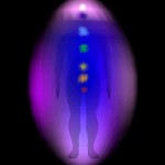 blue and purple aura with chakras